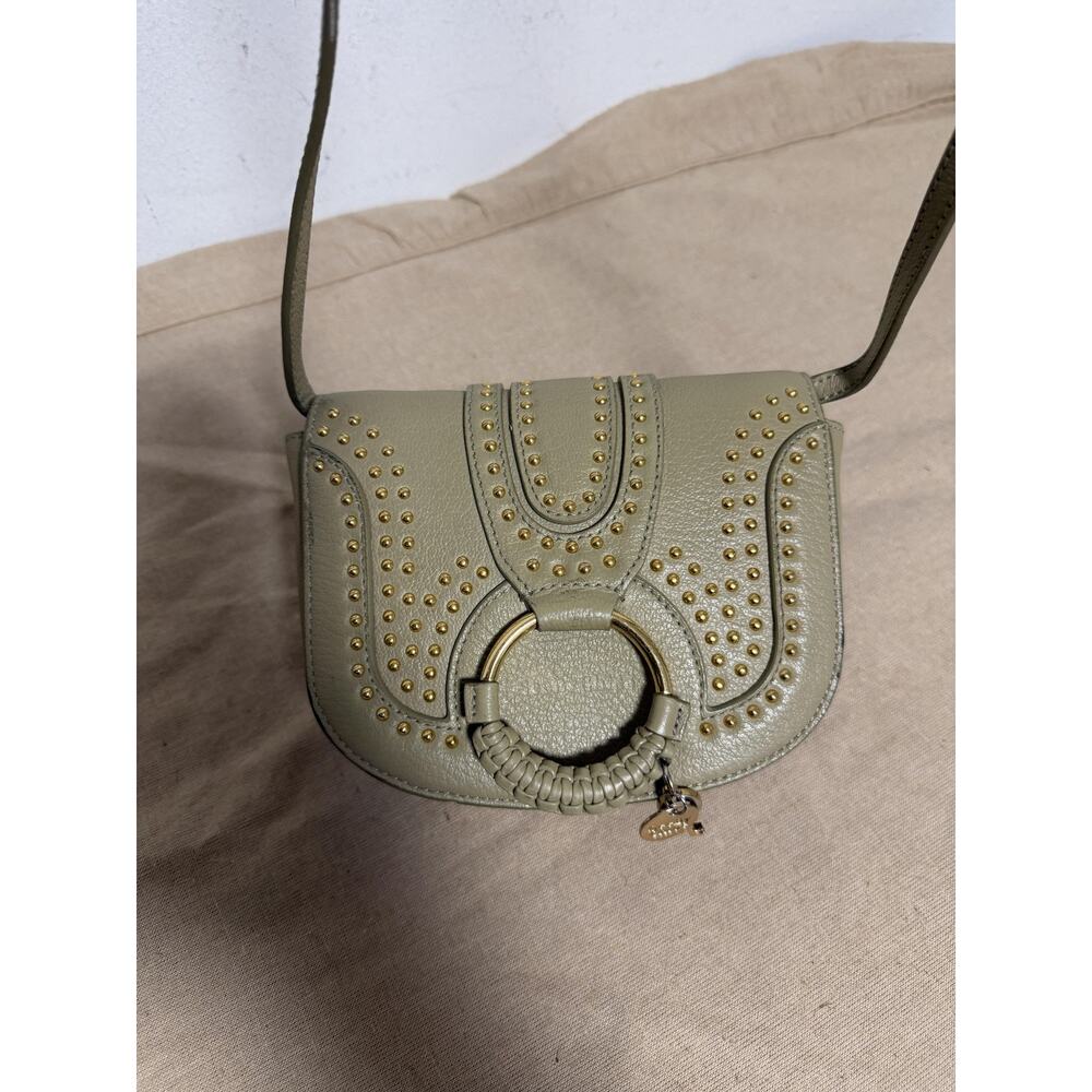 See By Chloe Crossbody Bag Womens Mini Green Leather Studded Ring Hana Saddle